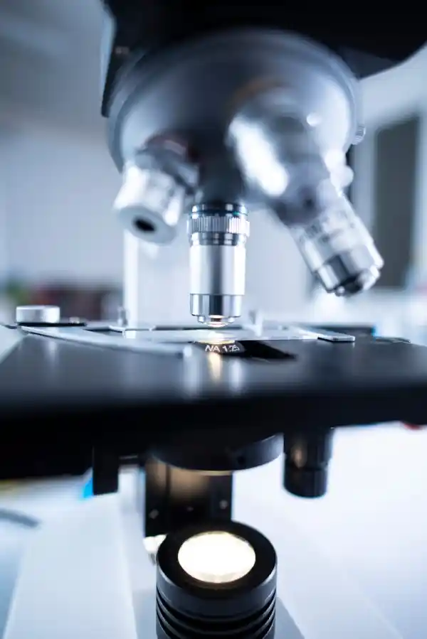 Biology laboratory with microscope and specimens